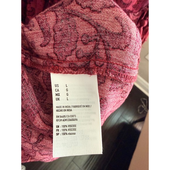 American Eagle Outfitters Floral Print Tiered Ruffle Dress Keyhole Tassel Tie L - Picture 7 of 7